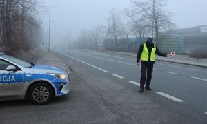 policjant zatrzymujący auto do kontroli