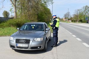 policjant kontroluje pojazd