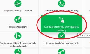 screen z Krajowej Mapy Zagrożeń Bezpieczeństwa z zakładką &quot;osoba bezdomna wymagająca pomocy&quot;