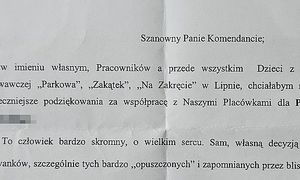 Fragment listu zamieszczonego w treści komunikatu