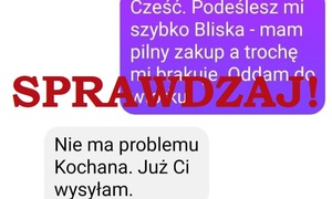 kawałek rozmowy internetowej z napisem SPRAWDZAJ!