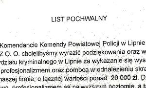 nagłówek z pisma &quot;LIST POCHWALNY&quot;