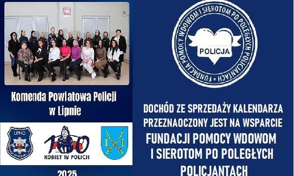 pierwsza strona kalendarza logo Fundacji Pomocy Wdowom i Sierotom po Poległych Policjantach