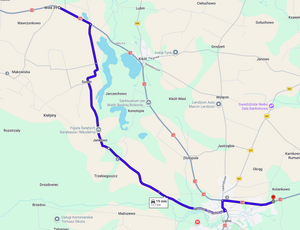 mapa drogowa z zaznaczonym odcinkiem objazdów