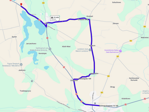 mapa drogowa z zaznaczonym odcinkiem objazdów